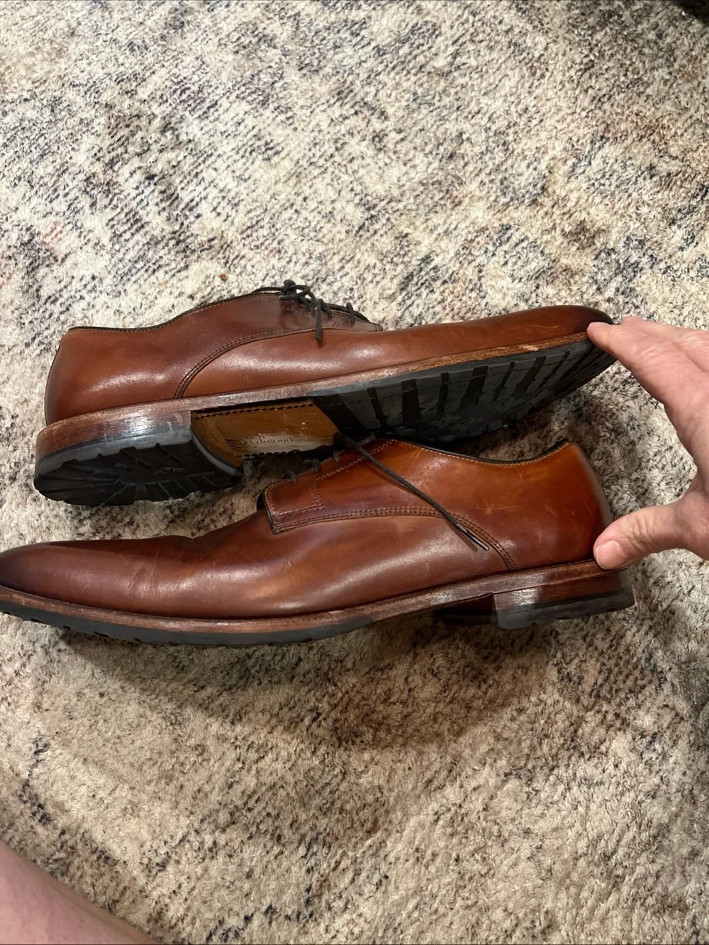 Allen Edmonds Easton  Brown Leather Plain-Toe Dress Shoes Sz 13 Lace Up